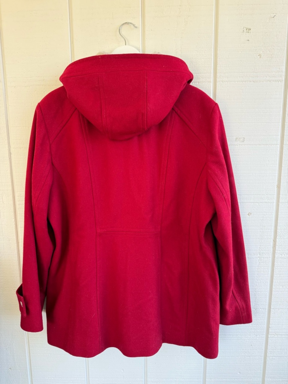 London Fog Women's Red Sherpa Lined Hood Wool Blend Coat Size XXL - Picture 6 of 6